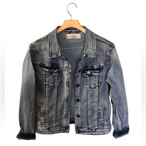 Lola Jeans Gabriella Destressed Denim Jean Jacket Large